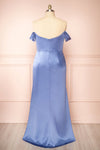 Evolet Blue Grey Off-Shoulder Corset Maxi Dress | Boudoir 1861 back plus size