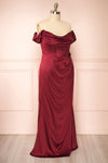 Evolet Burgundy Off-Shoulder Corset Maxi Dress | Boudoir  side plus size