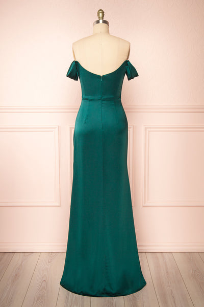 Evolet Green Off-Shoulder Corset Maxi Dress | Boudoir 1861 back view