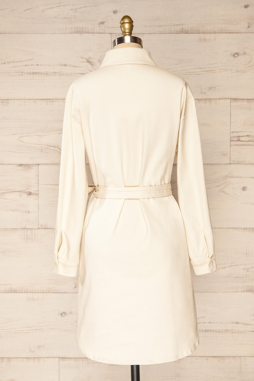 Evy Cream | Denim Belted Shirt Dress | La petite garçonne back view