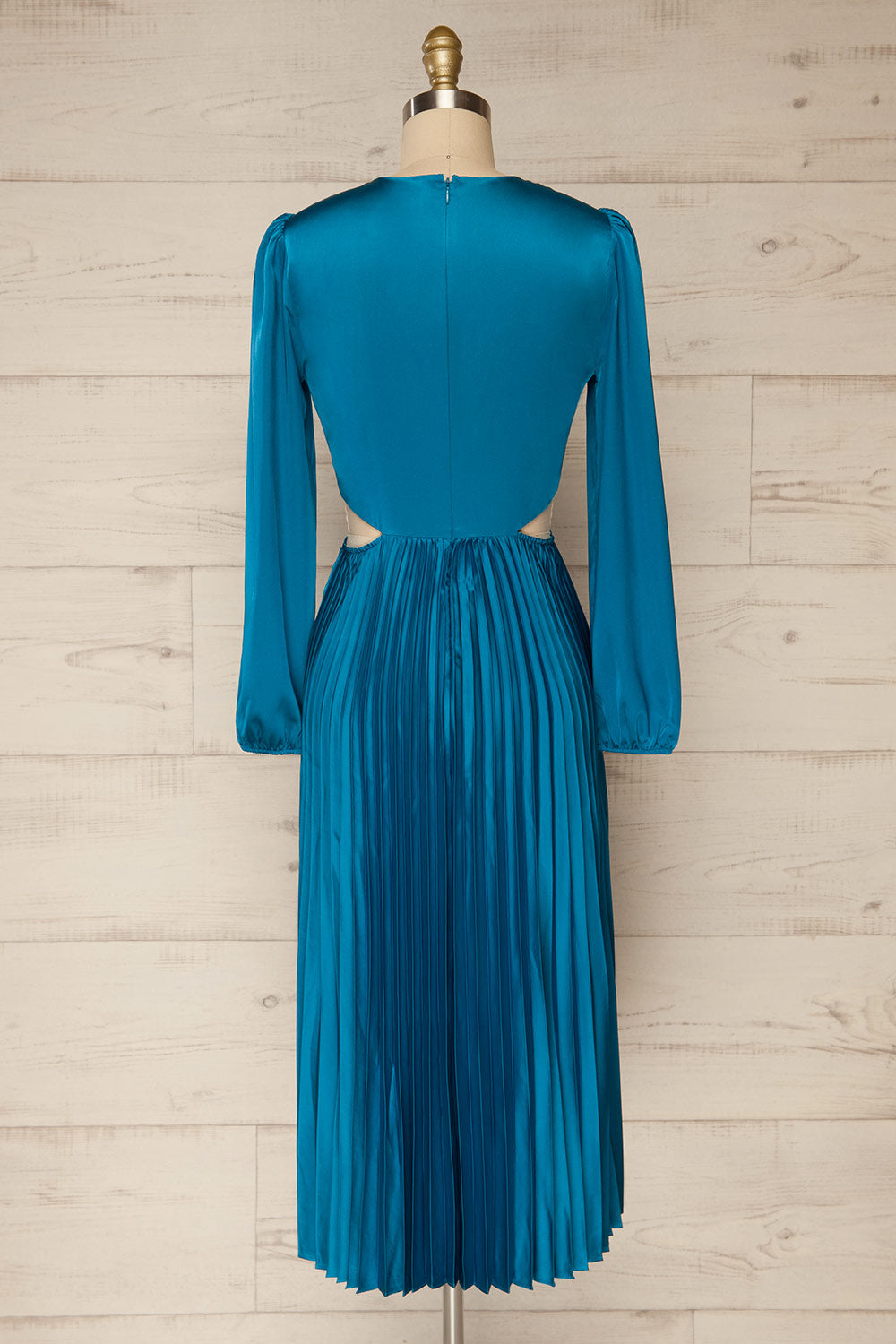 Ezra Pleated Cutout Long Sleeve Midi Dress | Boutique 1861 back view