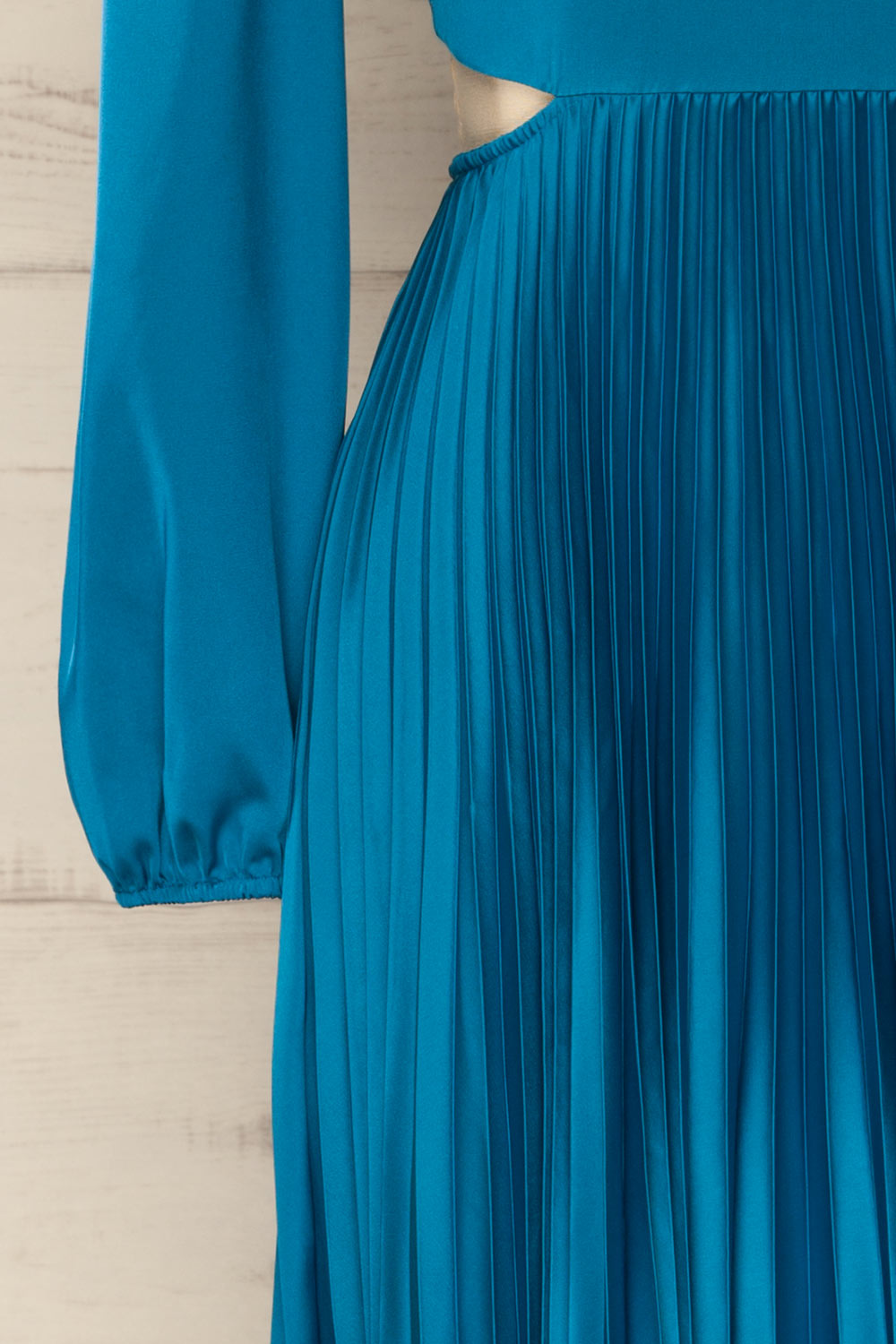 Ezra Pleated Cutout Long Sleeve Midi Dress | Boutique 1861 sleeve