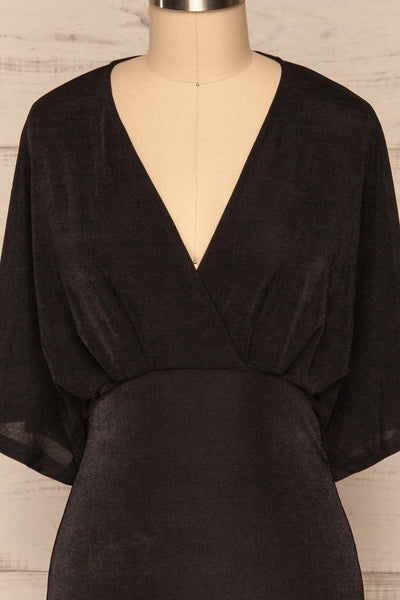 Faaneshavn Black Short Fitted Dress front close up | La Petite Garçonne