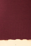 Faaset Burgundy Ribbed Top with Stand Collar | La petite garçonne fabric