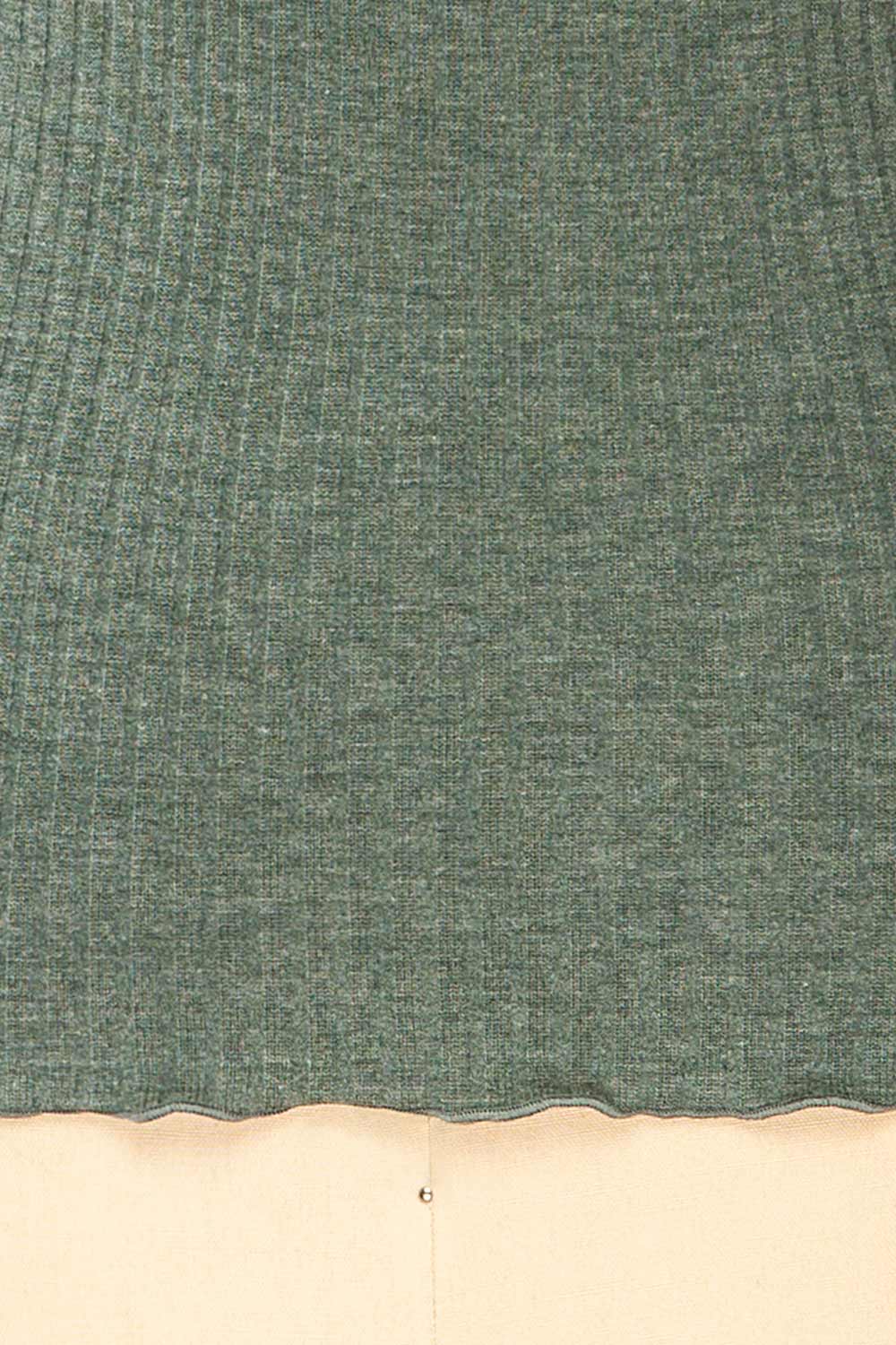 Faaset Green Ribbed Top with Stand Collar | La petite garçonne fabric