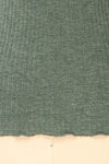 Faaset Green Ribbed Top with Stand Collar | La petite garçonne fabric