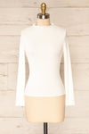 Faaset Ivory Ribbed Top with Stand Collar | La petite garçonne front view