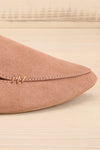 Facille Taupe Pointed Faux-Suede Loafers | La petite garçonne side front close-up