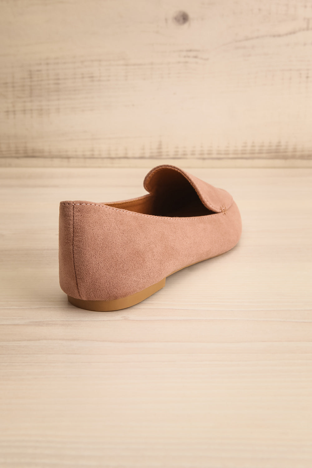 Facille Taupe Pointed Faux-Suede Loafers | La petite garçonne back view