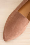 Facille Taupe Pointed Faux-Suede Loafers | La petite garçonne flat close-up