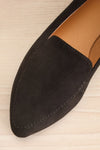 Facille Black Pointed Faux-Suede Loafers | La petite garçonne flat close-up