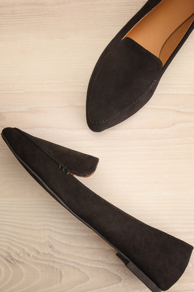 Facille Black Pointed Faux-Suede Loafers | La petite garçonne flat view
