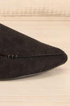 Facille Black Pointed Faux-Suede Loafers | La petite garçonne side front close-up