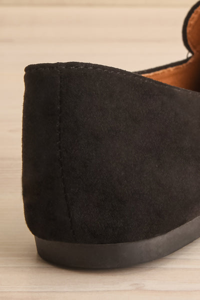 Facille Black Pointed Faux-Suede Loafers | La petite garçonne back close-up