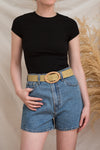 Jutrel Chartreuse - Gold Faux-Leather Belt | La petite garçonne on model