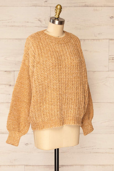 Fagerasen Caramel Oversized Knit sweater | La petite garçonne  side view