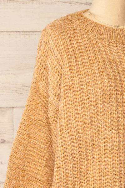 Fagerasen Caramel Oversized Knit sweater | La petite garçonne  side close-up