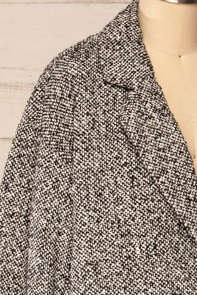 Fagerfjord Black Two-Color Knit Coat | La petite garçonne side close-up