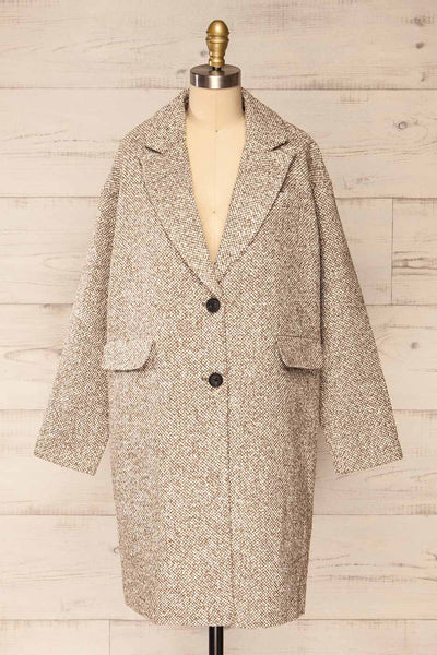 Fagerfjord Taupe | Two-Color Knit Coat