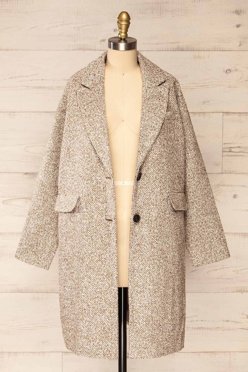 Fagerfjord Taupe | Two-Color Knit Coat