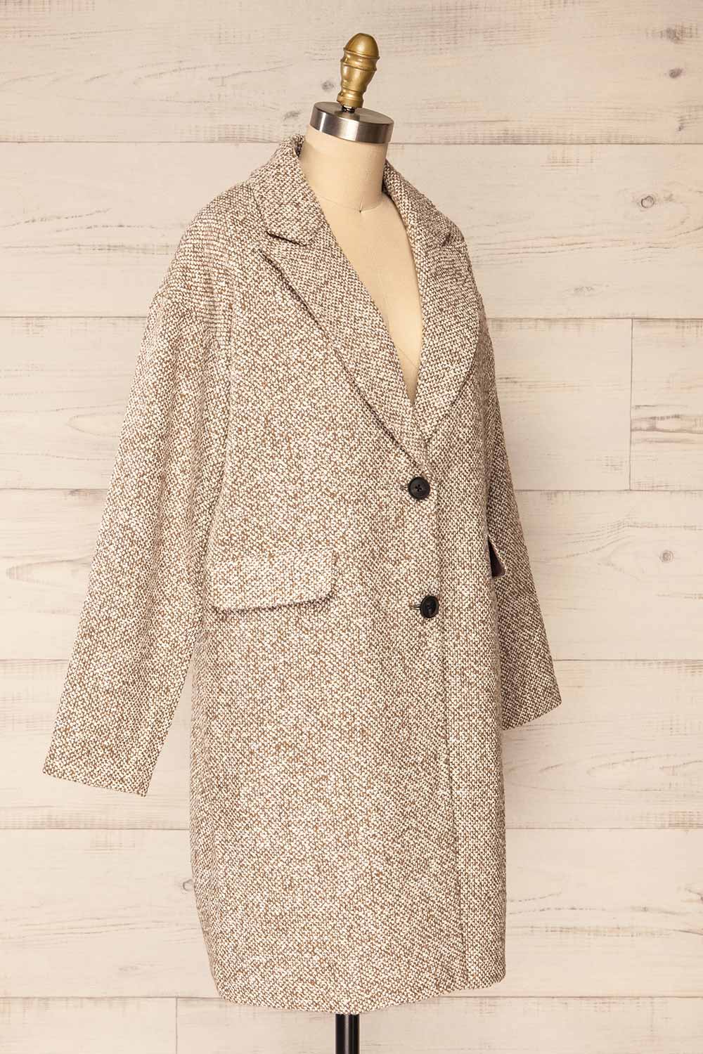 Fagerfjord Taupe | Two-Color Knit Coat