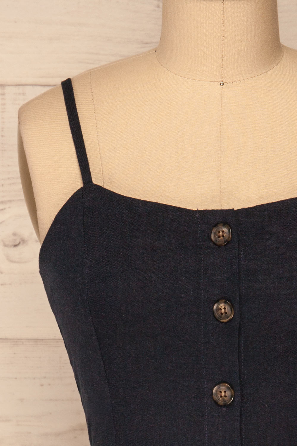 Fagerheim Mer Navy Blue Button-Up Crop Camisole | La Petite Garçonne 2