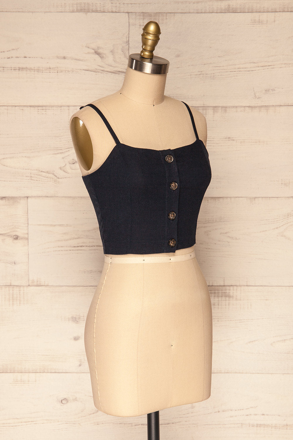 Fagerheim Mer Navy Blue Button-Up Crop Camisole | La Petite Garçonne 3