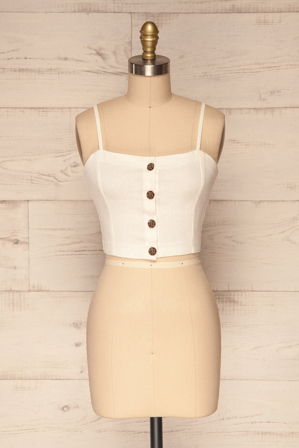 Fagerheim Nuage White Button-Up Crop Camisole | La Petite Garçonne 1