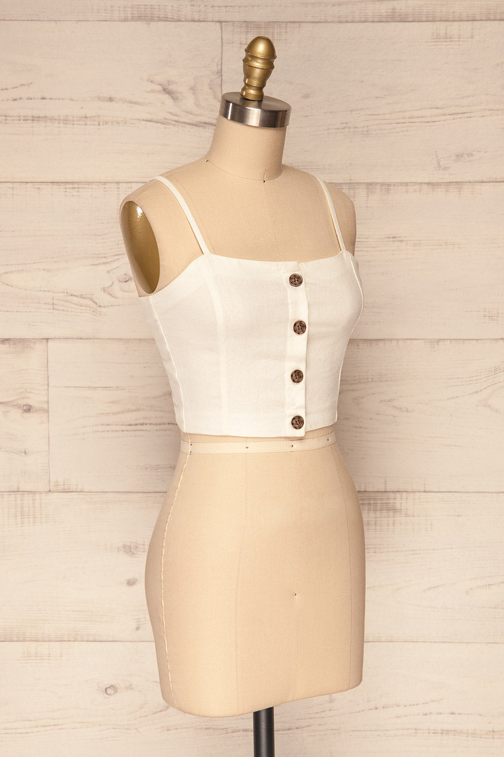 Fagerheim Nuage White Button-Up Crop Camisole | La Petite Garçonne 3