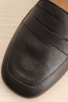 Faith Black Leather Loafers | La petite garçonne flat close-up