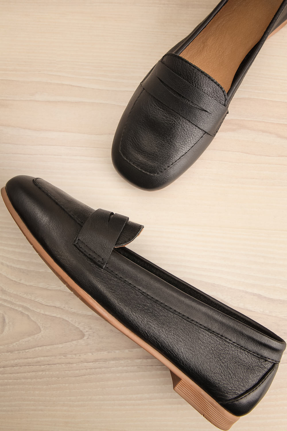 Faith Black Leather Loafers | La petite garçonne flat view