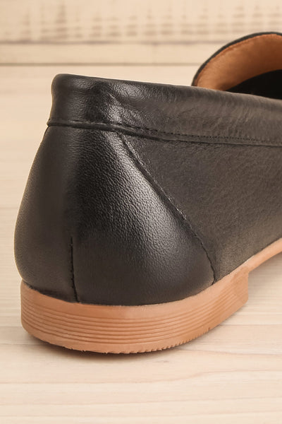 Faith Black Leather Loafers | La petite garçonne back close-up