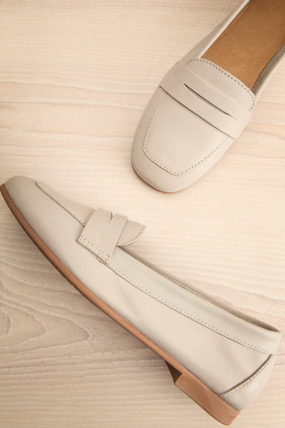 Faith Grey Leather Loafers | La petite garçonne flat view