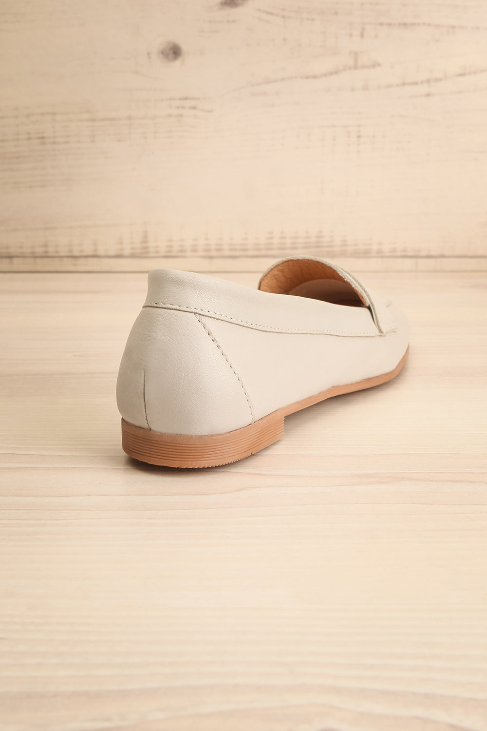 Faith Grey Leather Loafers | La petite garçonne back view