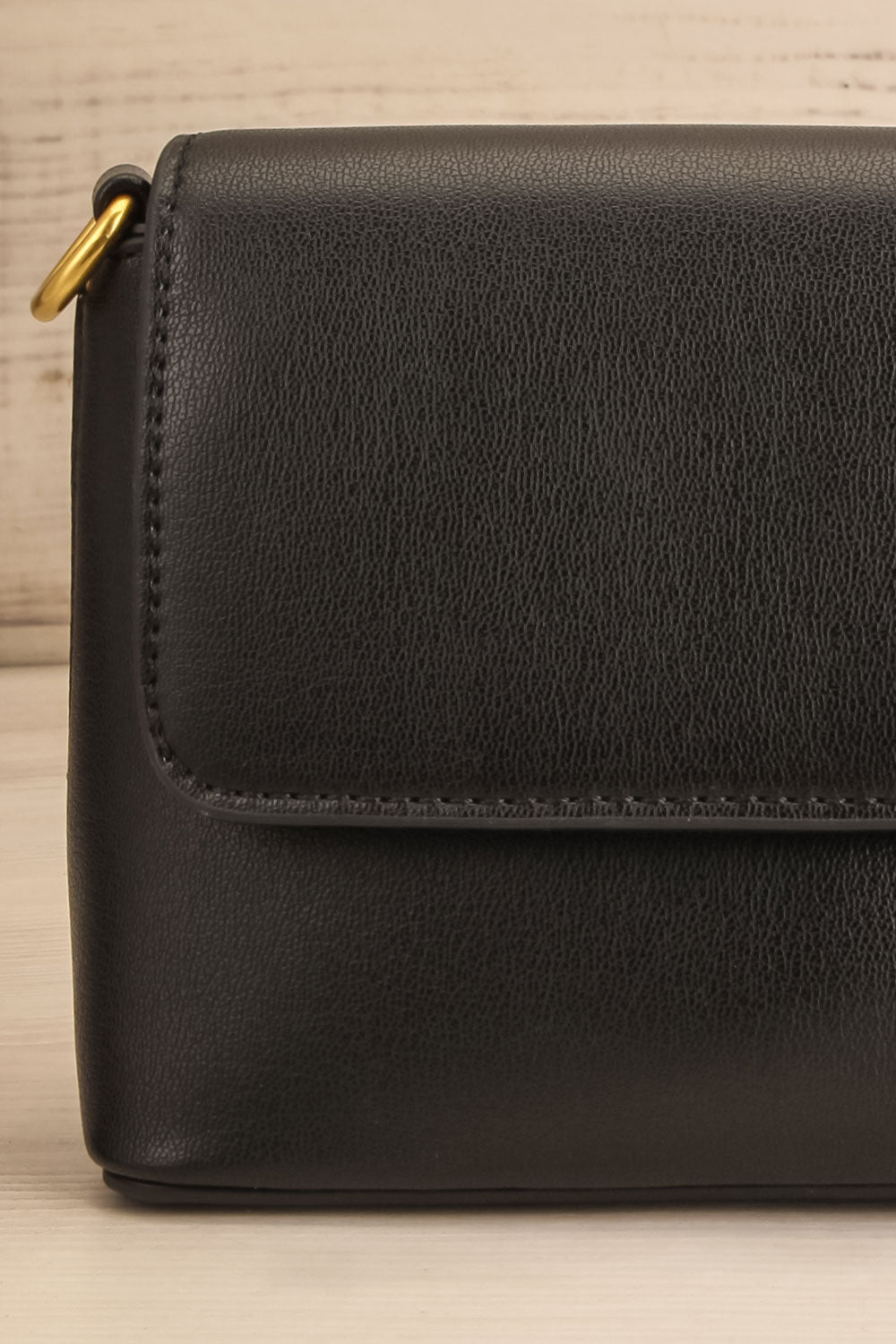 Faiwer Black Shoulder Bag w/ Removable Strap | La petite garçonne front close-up