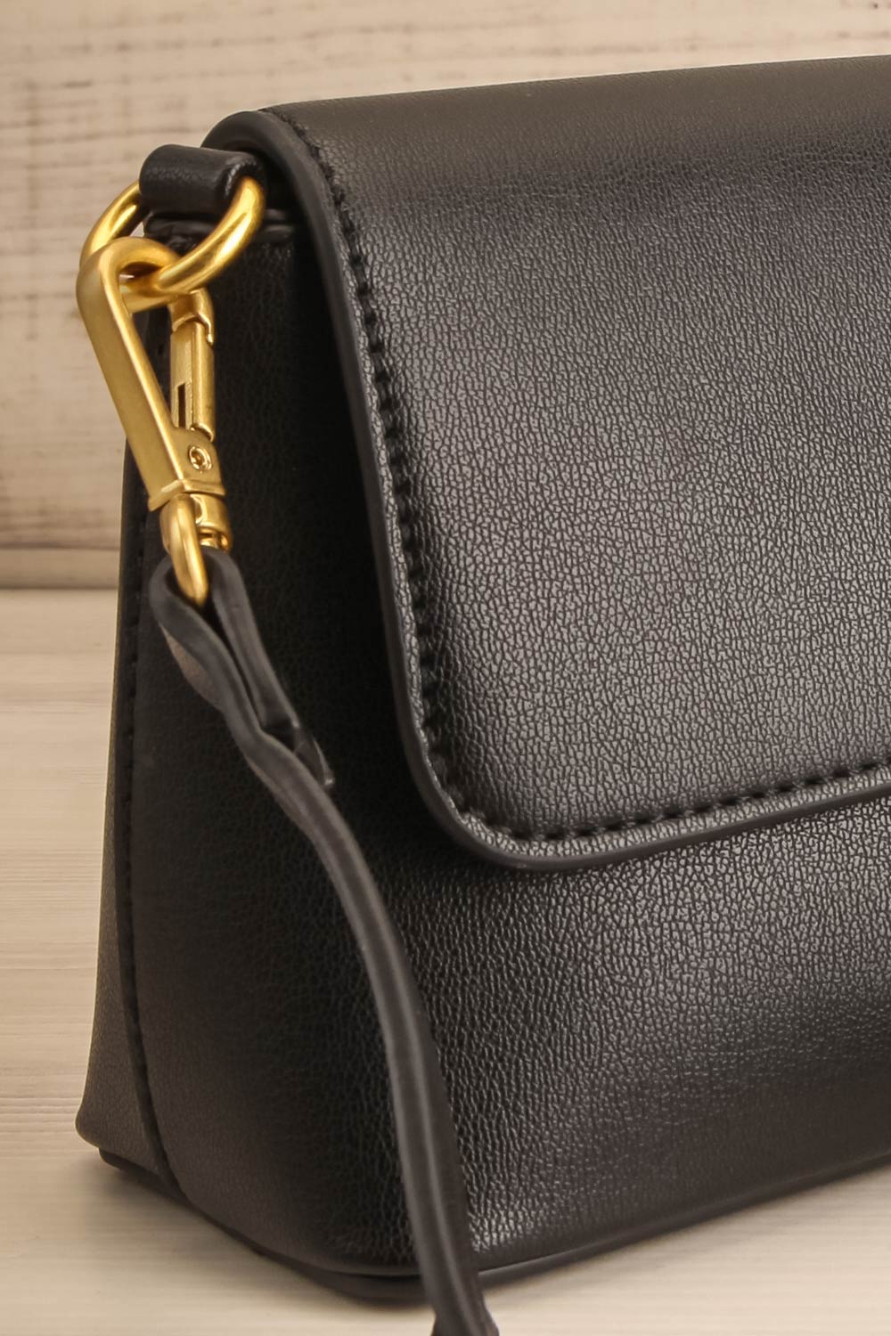 Faiwer Black Shoulder Bag w/ Removable Strap | La petite garçonne side close-up