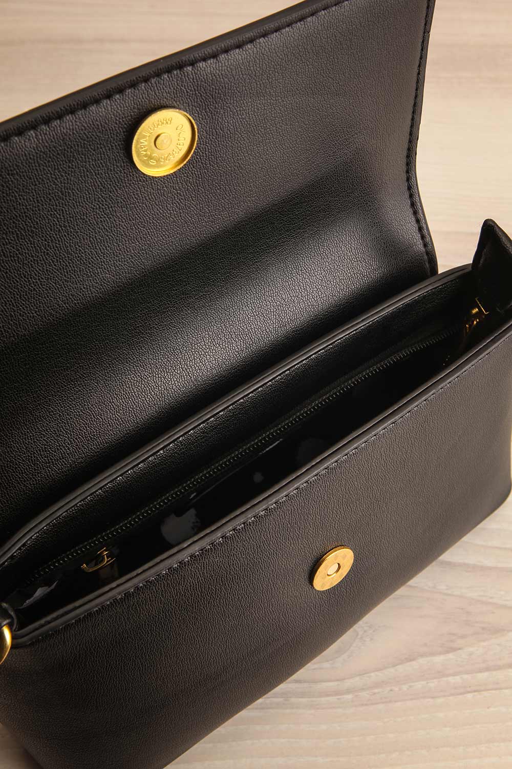 Faiwer Black Shoulder Bag w/ Removable Strap | La petite garçonne inside view