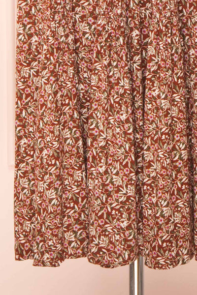 Faiza Brown Floral V-Neck Maxi Dress w/ Thin Straps | Boutique 1861 bottom