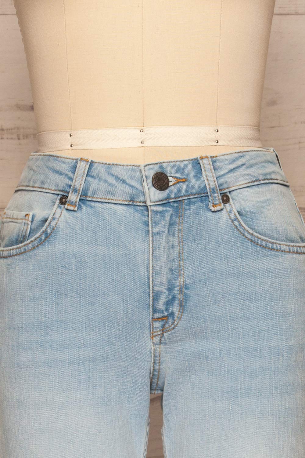 Fallmoen Light Blue High Waisted Jeans front close up | La petite garçonne