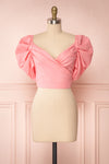 Fallviken Pink Crop Top w/ Puffy Sleeves front view | Boutique 1861