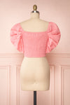 Fallviken Pink Crop Top w/ Puffy Sleeves back view | Boutique 1861