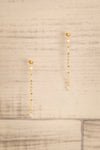 Fandalton Gold Rhinestone Stud Earrings w/ Chain Backing | La petite