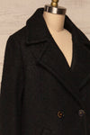 Fangdalen Black Wool Coat | Manteau Noir side close up | La Petite Garçonne