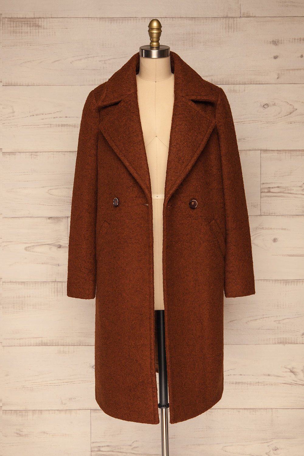 Fangdalen Cognac Brown Coat | Manteau Brun front open | La Petite Garçonne