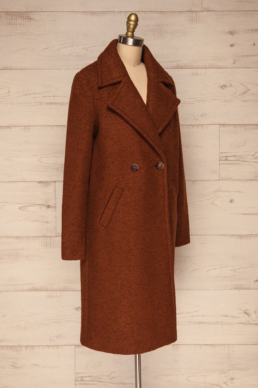 Fangdalen Cognac Brown Coat | Manteau Brun side view | La Petite Garçonne