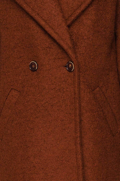 Fangdalen Cognac Brown Coat | Manteau Brun fabric | La Petite Garçonne
