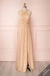 Fanny-Eve Sparkly Gold A-Line Halter Gown | Boutique 1861