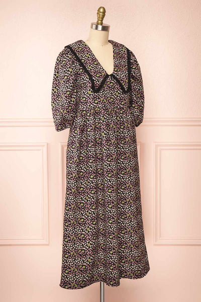 Farrah Midi Floral Dress w/ Peter Pan Collar | Boutique 1861 side view