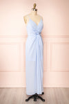Fatost Blue Knotted Maxi Dress w/ Slit | Boutique 1861  side view
