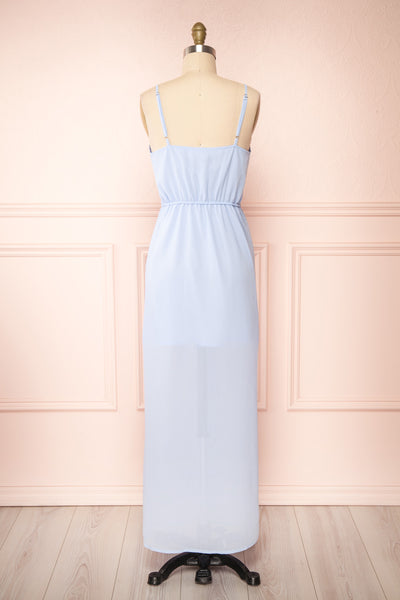 Fatost Blue Knotted Maxi Dress w/ Slit | Boutique 1861  back view